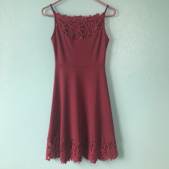 Free People Dresses & Skirts - Free People Burgundy Dress with lace detail. Sz xs